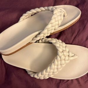Marion Parke- Beige Carly Braided Napa Thong Sandals